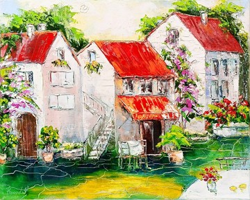 索倫托義大利油畫：阿瑪菲海岸海濱藝術，16x20 印象派海港