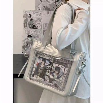 Bag House👜 基礎款大食量百搭日常通懃絲帶痛包PU二次元軟妹單肩斜挎包託特包