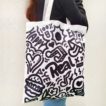 童趣塗鴉環保托特提袋雙面風格設計