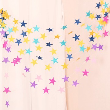 兒童生日派對裝飾五角星拉旗寶寶周歲布置用品創意星星形拉花掛飾