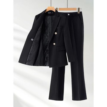 黑色西裝外套女厚加棉2025秋冬季夾棉職業正裝高級感工作西服套裝