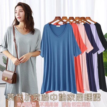 加大碼睡裙女200斤孕婦夏季胖mm薄款寬松莫代爾2025年新款睡衣裙