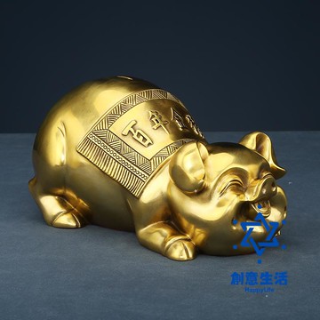免運 公司貨 黃銅金豬擺件 儲蓄罐 生肖工藝品 開業禮品 客廳辦公室裝飾 可開發票 全館六折 工廠現貨直銷 新品特價 KTZL0103
