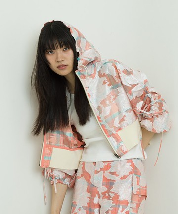 opal sheer check short blouson