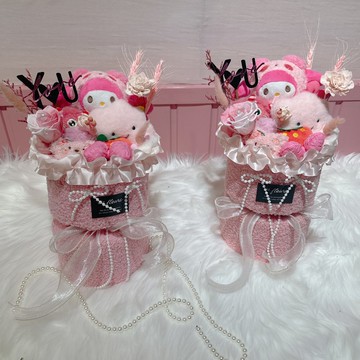 敲可愛美樂蒂玩偶永生花花束 情人節花束 生日 告白 週年紀念畢業