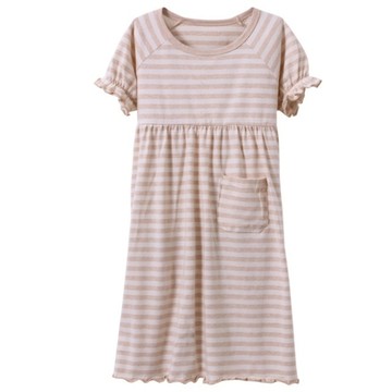 【優貝選】高質感素色彩棉兒童長裙睡衣