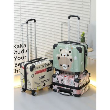 18寸登機箱可愛彩繪拉桿箱輕便小型行李箱男萬向輪女學生密碼皮箱
