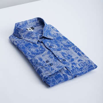 手繪白線藍襯衫-像是把波光粼粼的康河穿在身上的襯衫