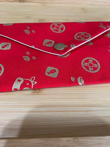 金牛招財進寶賀喜紅包袋 - 閃亮紅 禮物 婚禮 橫式紅包袋 存摺袋