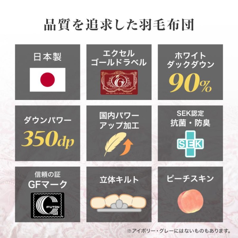 掛け布団 羽毛布団 ダブル 日本製 ホワイトダック ダウン 90% エクセル