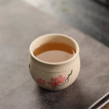 宜興紫砂杯 杯子 創意手工泥繪 玉蘭花 主人杯 白段泥 茶具