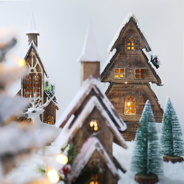 圣誕節裝飾北歐圣誕木屋大擺件門口店面櫥窗圣誕場景裝飾布置