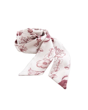 【波麗印花】公主綁帶 髮飾 領巾 100%天絲 復古月牙色