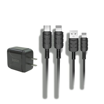 KAKU PD/QC 快充組 充電頭+2m 充電線2條 for iphone Lightning