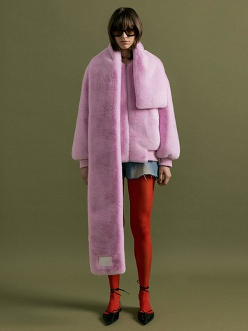 THEO 2way fur & padding long muffler [pink]