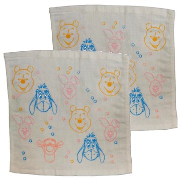 Disney 迪士尼 維尼家族莊園紗布方巾 精梳棉  2個  米色