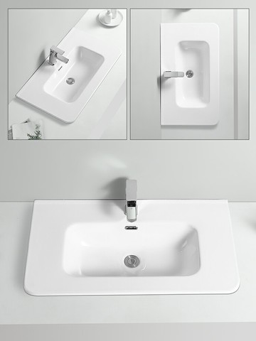 免運 掛墻式洗手盆 圓角一體陶瓷單盆半嵌入式臺中盆臺面柜盆池衛生間洗臉臺盆洗手盆