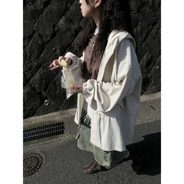 Codibook｜韓國 kim9hope 柔軟奶油色連帽工裝外套［預購］夾克 field-jacket 女裝