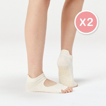 【Clesign】Toe Grip Socks 瑜珈露趾襪 - 25SS 春夏新色 - Champagne Ivory - 2入組 (瑜珈襪、止滑襪)