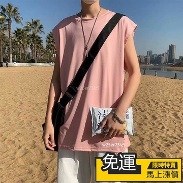 🔥優品🔥跨境無袖嘻哈T恤男生背心寬鬆潮牌ins坎肩個性印花潮流夏季小汗衫 07JH