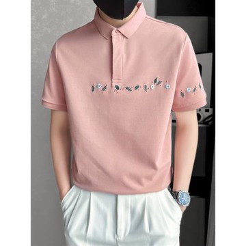 夏季刺繡Polo衫男短袖潮牌痞帥翻領T恤男裝2025新款夏裝薄款上衣