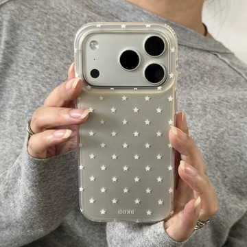 簡約溫柔米色滿屏星星防摔手機殼 iphone17手機殼 16 15保護殼 簡約設計