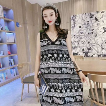 睡裙女夏韓版寬松時尚大碼蕾絲拼接性感遮肉棉綢家居服可外穿女裙