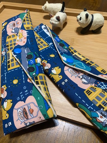 文青風環保純棉筷袋   柴柴愛旅行 吸睛藍 日本 潮物 收納 手作