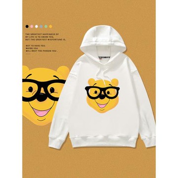 小熊衛衣兒童男女童卡通加絨加厚連帽秋冬季6中大童10網紅8歲洋氣