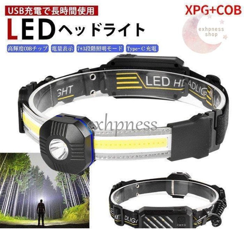 ヘッドライト LED usb-c充電式