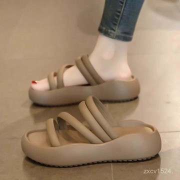 ✴️有貨在臺+99免運✴️拖鞋女2024新款夏季外穿配裙子高級感時尚厚底軟底防滑海邊涼拖鞋 Z258