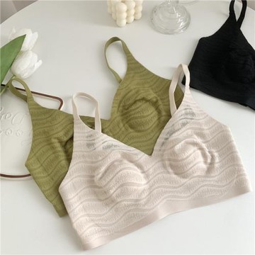 空氣感固定杯！大胸顯小超薄搭扣內衣女透氣蕾絲無鋼圈無痕文胸