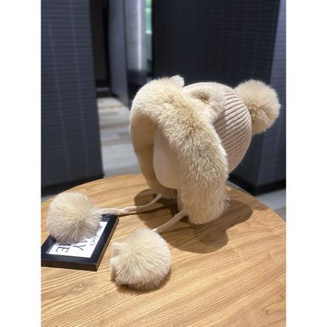 帽子女秋冬季可愛耳朵加絨保暖針織帽韓版百搭毛絨帽護耳毛線帽潮