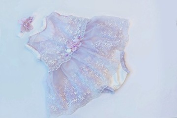 新生兒照片道具，蕾絲套裝 - 新生兒連衣裙，嬰兒頭帶