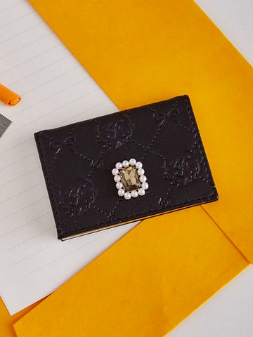 典雅珠寶品牌壓紋皮革票卡夾(08000229700) - Maison de FLEUR