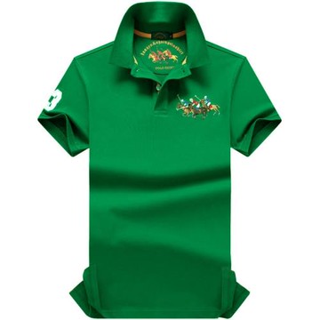 三匹馬polo衫男士休閑純色翻領保羅短袖棉寬松大碼男裝上衣夏季