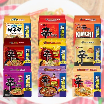 韓國 農心 爽口烏龍麵／辛拉麵／辛辣白菜風味拉麵／辛炒麵(5入超值包) 韓國泡麵 宵夜【三哥嚴選】D025039 x !