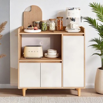 餐邊櫃 附發票 餐廳餐邊櫃實木北歐小戶型客廳玻璃儲物櫃子廚房碗櫃茶水櫃置物架S58公司貨