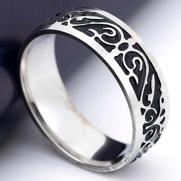 H3260 黑色蝙蝠圖騰鋼戒 吸血鬼歌德花紋戒指【16號~22號】不生鏽316L鈦鋼 個性拇指環 男戒女戒 項鍊吊飾