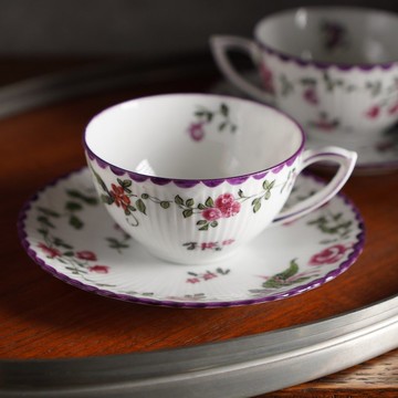 荷蘭Syberen Potma半手繪薄瓷野花寬口杯組