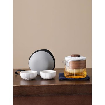 彥淳旅行快客杯泡茶壺一壺兩杯便攜小陶瓷茶杯茶壺玻璃公道杯