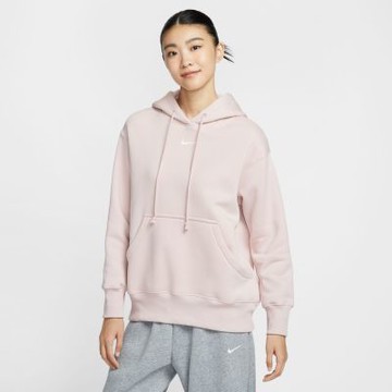 NIKE 長袖上衣 女 帽T 磨毛 落肩寬鬆版型 AS W NSW PHNX FLC OS PO HOODIE 粉 DQ5861-667(3S4602)