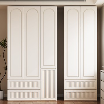 分段式衣櫃奶油風儲物櫃現代簡約家用臥室免拉手輕奢歐式四門衣櫥J-76公司貨