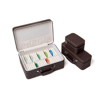 皮質大容量手鐲盒子多位收納箱家用便攜翡翠鐲子玉手鐲收納盒