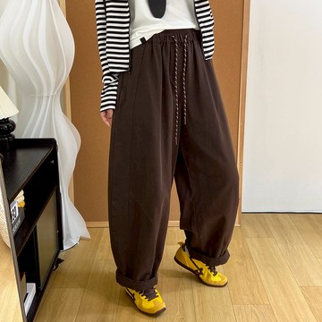 ⚡任選２件＄９９９⚡中大尺碼 長褲 韓版抽繩寬鬆哈倫褲休閒褲【042417】OCT22｜4色 19LADY〔現貨〕