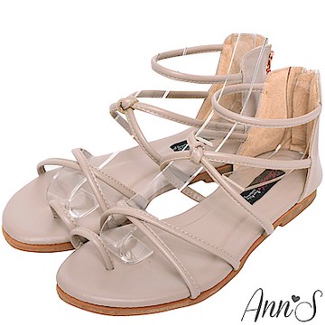 Ann’S好看的減壓柔軟羅馬平底涼鞋-藕灰