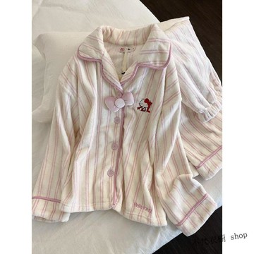 【保暖韓系可外穿】法蘭絨睡衣 珊瑚絨睡衣 冬天睡衣 女睡衣 秋冬季保暖 加絨加厚 學生 網紅ins風 家居服 韓版睡衣