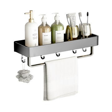 超級工廠 浴室置物架 免釘安裝 多功能收納  30cm  槍灰色  1個