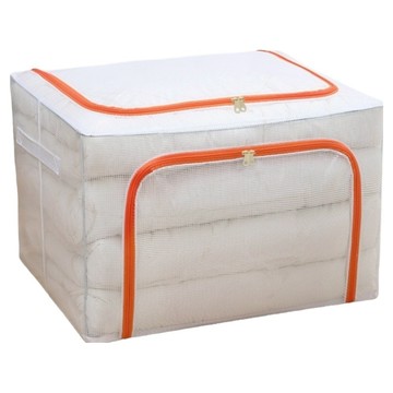 PVC網格防潑雙開可摺疊多用途收納箱 二入組  66L(50 x 40 x 33cm) + 24L(40 x 30 x 20cm)  橘色  1組