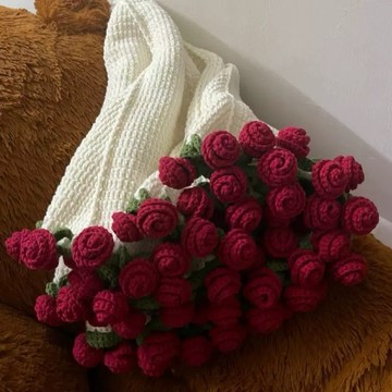 特價💖玫瑰花束毯子手工編織diy材料包毛綫團鈎織花朵毛毯鈴蘭花毯成品DIY毛綫毯子 編織材料包 鈎針材料包  NSBL